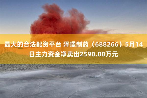 最大的合法配资平台 泽璟制药（688266）5月14日主力资金净卖出2590.00万元
