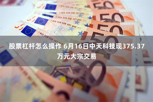 股票杠杆怎么操作 6月16日中天科技现375.37万元大宗交易