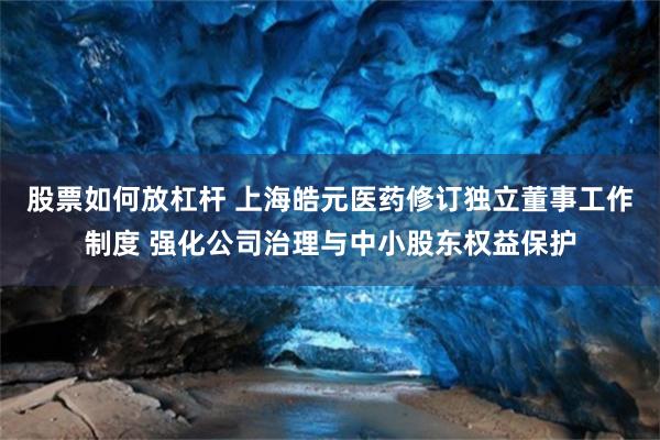 股票如何放杠杆 上海皓元医药修订独立董事工作制度 强化公司治理与中小股东权益保护