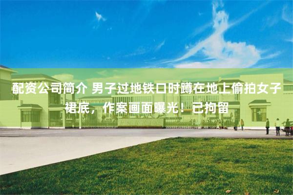 配资公司简介 男子过地铁口时蹲在地上偷拍女子裙底，作案画面曝光！已拘留