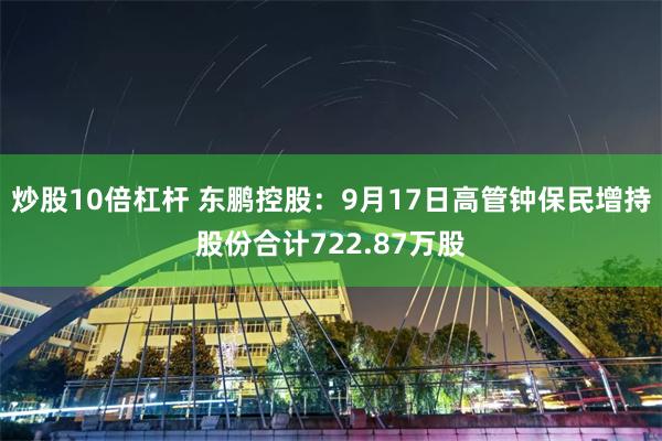 炒股10倍杠杆 东鹏控股：9月17日高管钟保民增持股份合计722.87万股