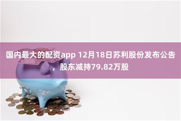 国内最大的配资app 12月18日苏利股份发布公告,股东减持79.82万股