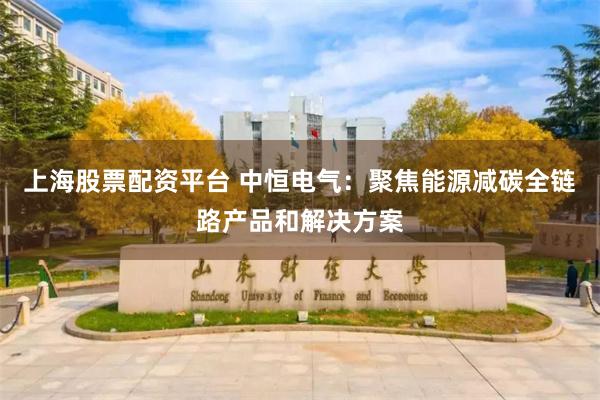 上海股票配资平台 中恒电气：聚焦能源减碳全链路产品和解决方案