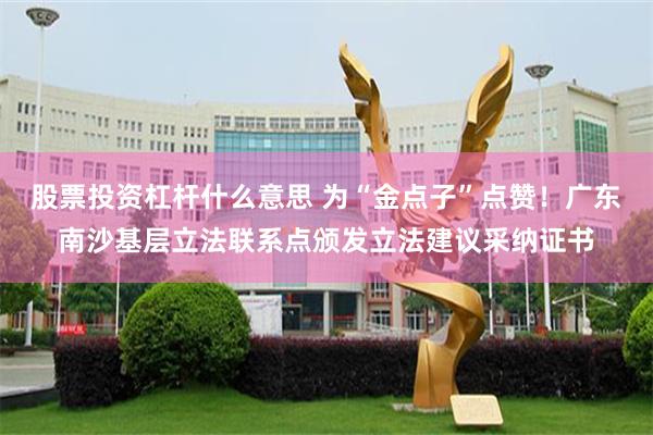 股票投资杠杆什么意思 为“金点子”点赞！广东南沙基层立法联系点颁发立法建议采纳证书