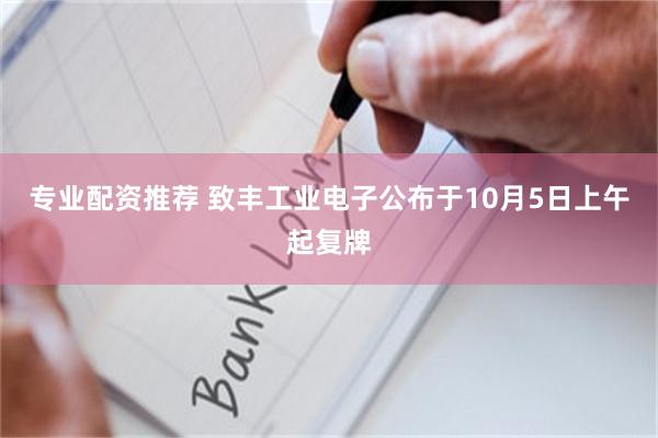 专业配资推荐 致丰工业电子公布于10月5日上午起复牌