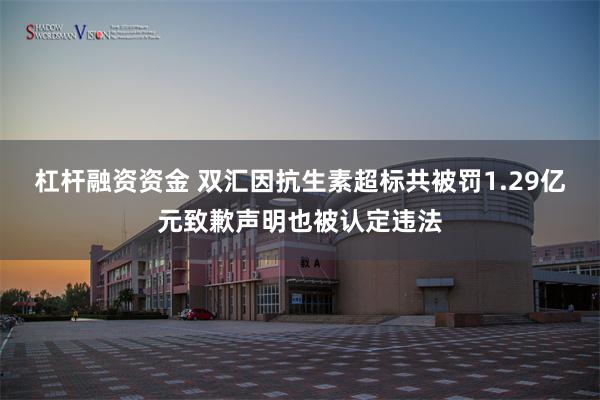杠杆融资资金 双汇因抗生素超标共被罚1.29亿元致歉声明也被认定违法